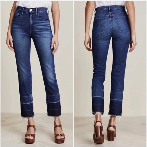 3X1 NYC W4 Shelter Straight Crop High Rise Jeans Denim Dark Spectrum - Picture 1 of 11